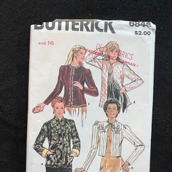 Butterick Sewing Pattern 6846 Misses Evening & Bed Jacket Size 16 FF UNCUT