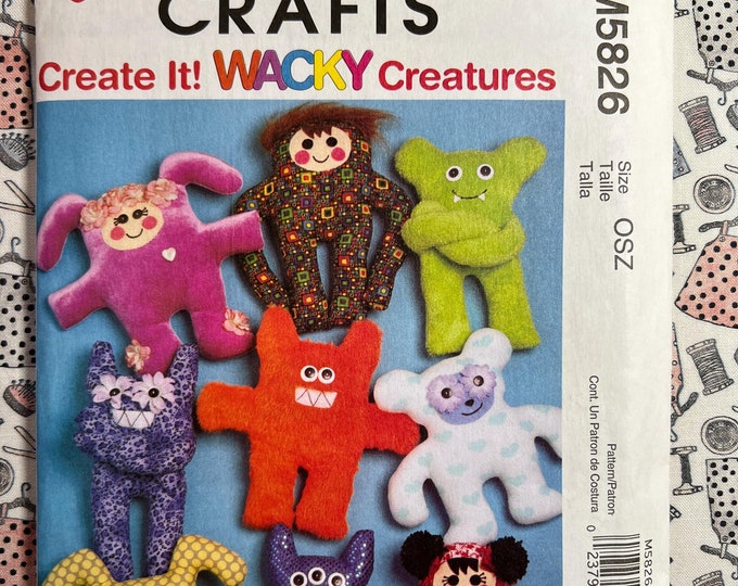 Mccall's Sewing Pattern M5826 Create It Wacky Creatures Dolls FF UNCUT ...