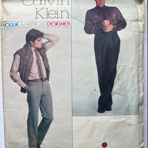 Vogue Sewing Pattern 2256 Calvin Klein Men's Pants Size 34