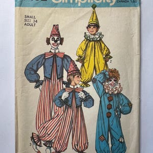 Simplicity Sewing Pattern 7162 Adult Clown Costume Size Small 34 Part Cut Complete