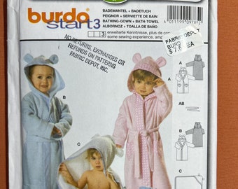Burda Sewing Pattern 9785 Child's Robe Bag Blanket Size 3M-2 FF UNCUT