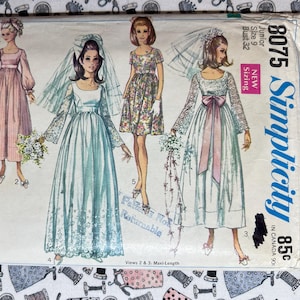 Simplicity Pattern 8075 Juniors&#39; Wedding Dress or Bridesmaid Dress Size 9