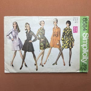 Simplicity Sewing Pattern 8584 Misses&#39; Shirt-Dress and Tie or Sash Size 12 Bust 34 Cut Complete