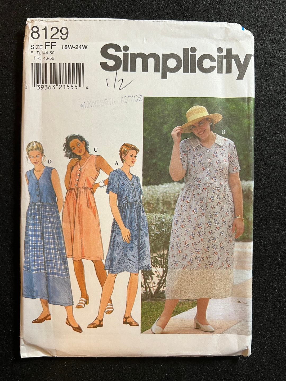 Simplicity Sewing Pattern 8129 Women's Dress Size 18W24W FF UNCUT Etsy