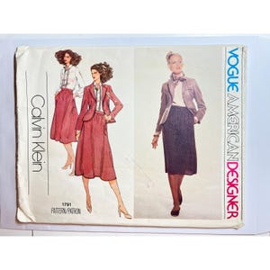 Vogue Pattern 1791 Calvin Klein Jacket Blouse Skirt Size 8 UNCUT