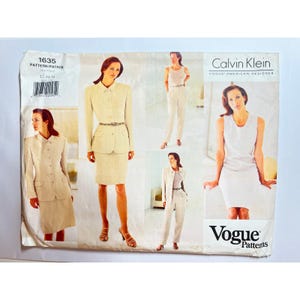 Vogue Pattern 1635 Calvin Klein Jacket Dress Skirt & Pants Size 12-16 UNCUT