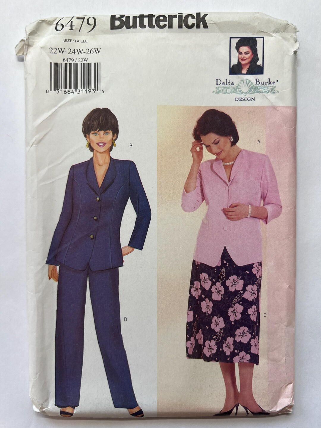 Butterick Sewing Pattern 6479 Women's Top Skirt & Pants Size 22W-26W ...