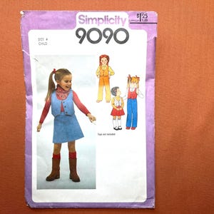 Simplicity Sewing Pattern 9090 Child&#39;s Skirt, Pants & Lined Vest Size 4 Cut Complete
