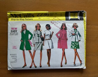 McCalls 2236 Ladies Casual Tunic size small vintage 1950/'s