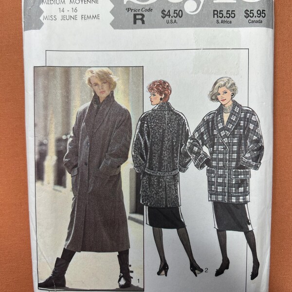Style Pattern 4213 Loose Fitting Coat Size Medium 14-16 UNCUT