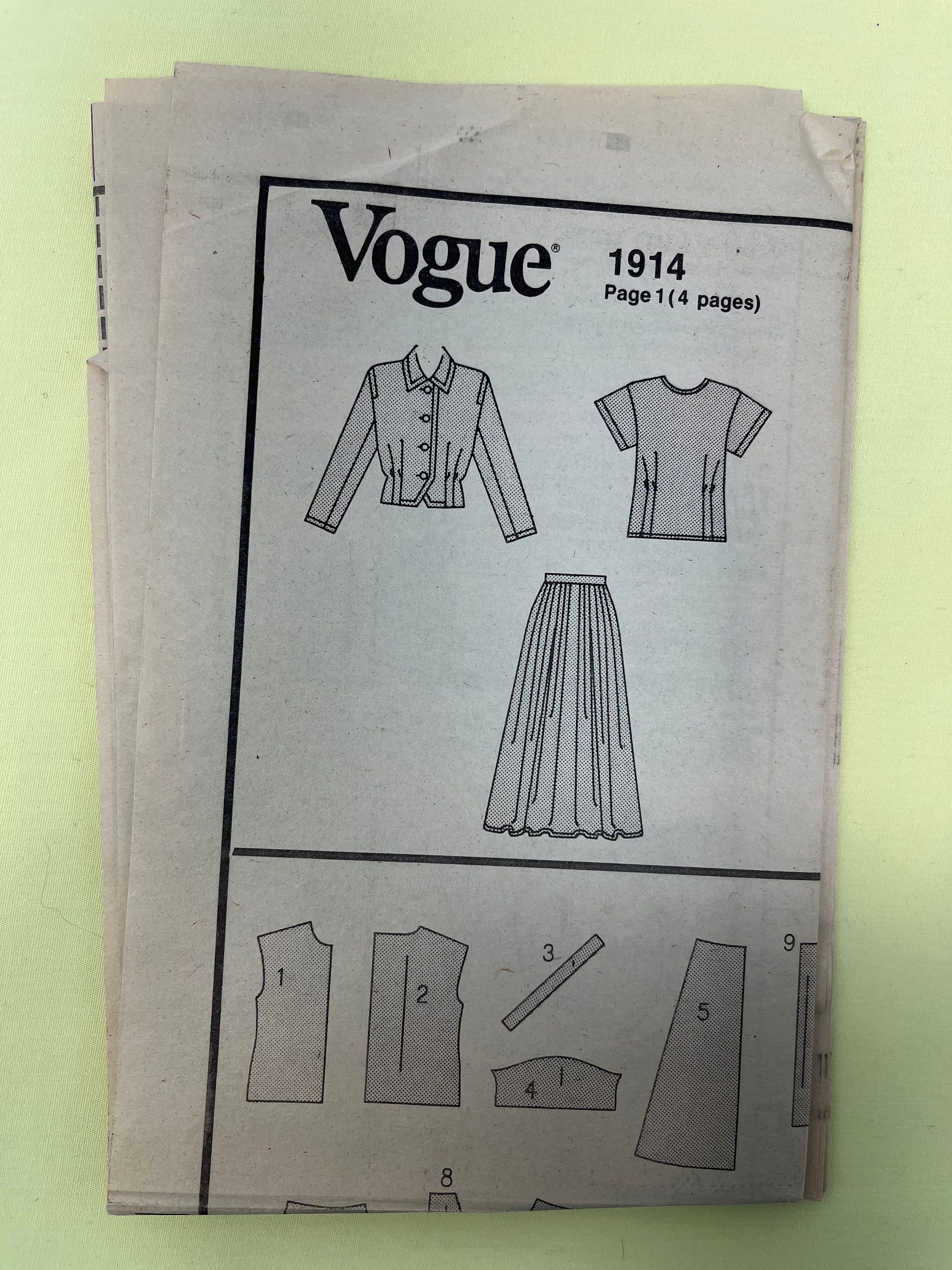 Vogue Sewing Pattern 1912 Kasper Misses Jacket Skirt & Top - Etsy