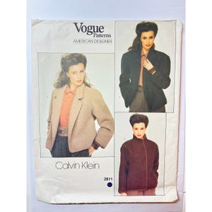 Vogue American Designer Sewing Pattern 2811 Calvin Klein Jackets Size 8 UNCUT