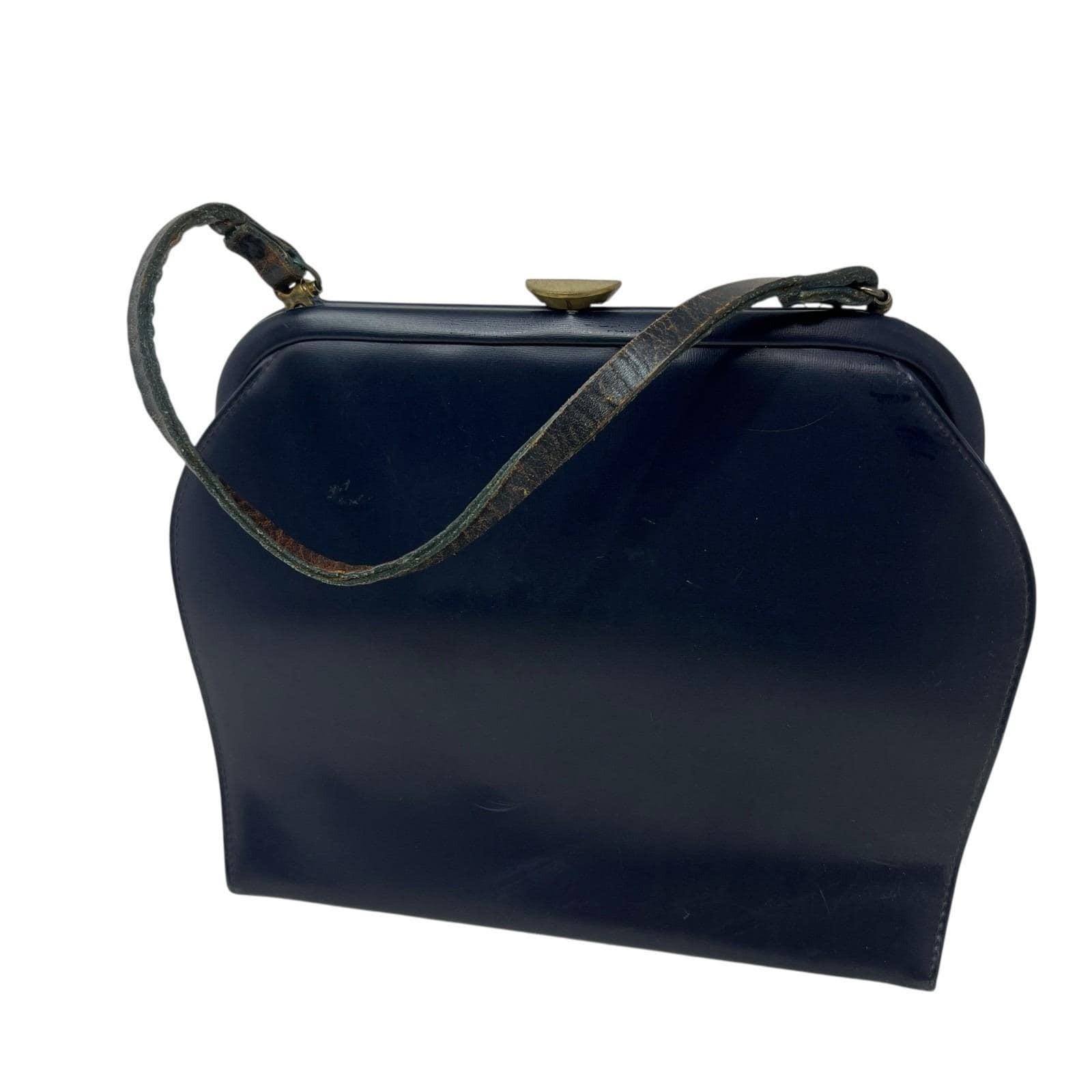 Vintage Theodor California Handbag - 1950s-60s Retro Purse Navy Blue One Handle