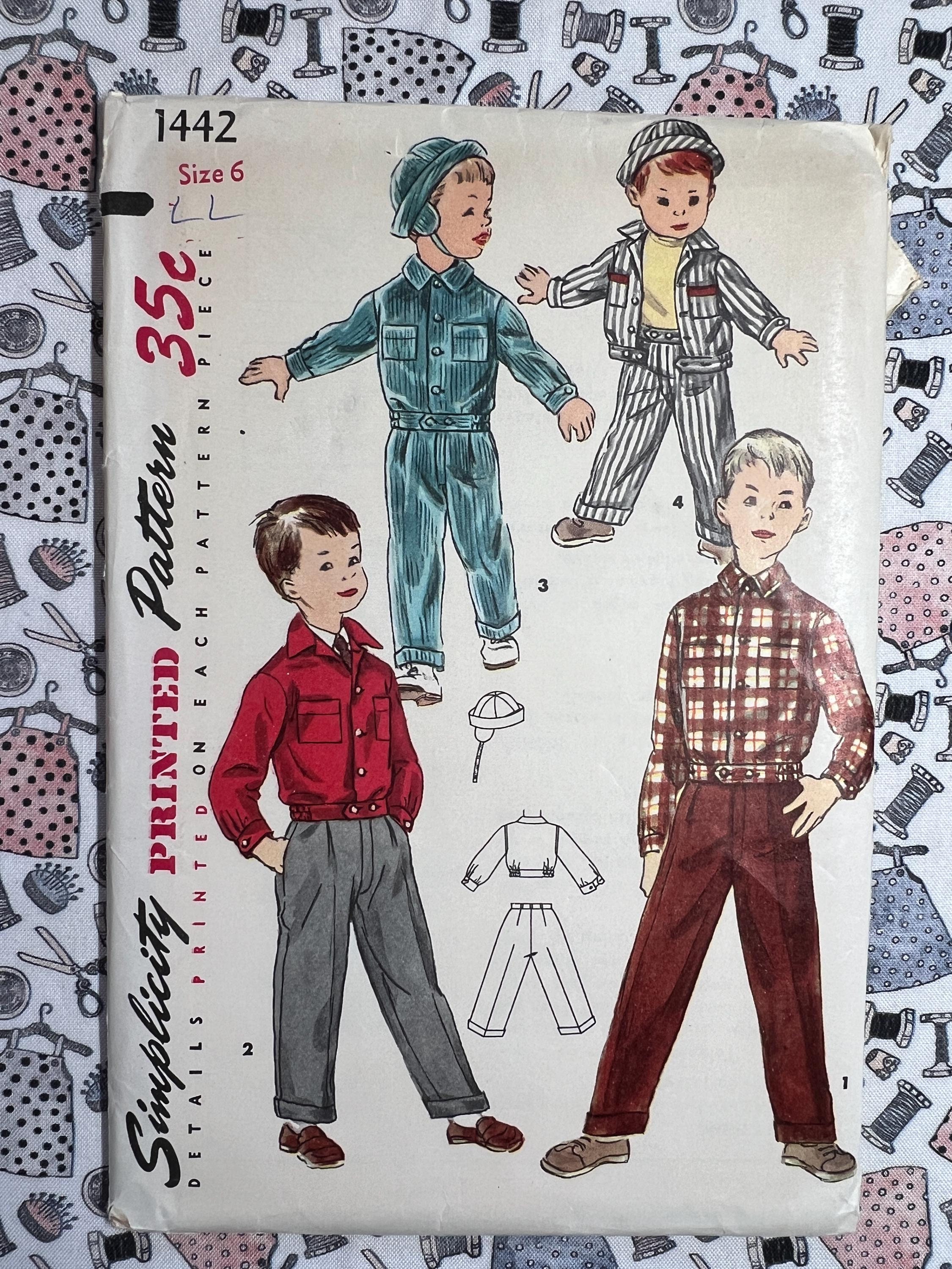 ジャケット・アウター block pattern tweed jacket Simplicity Sewing Pattern 1442 Boy's Jacket Pants & Hat Size