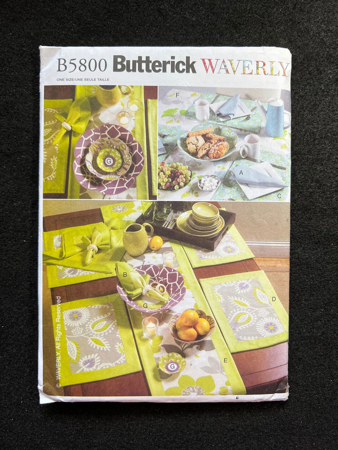 Butterick Waverly Sewing Pattern B5800 Napkins Placemats Table Etsy