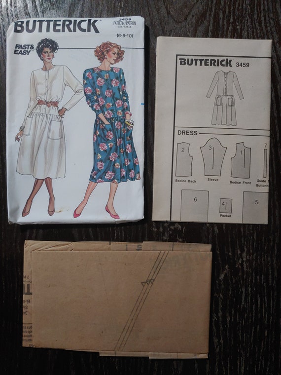 vintage 1980s Butterick sewing pattern 3459 Misses dress size 12-14-16 ...