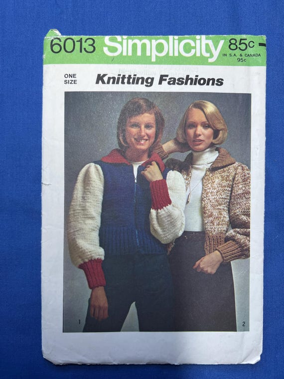 Vintage Simplicity Knitting Pattern 6013: Misses Sweater Jacket