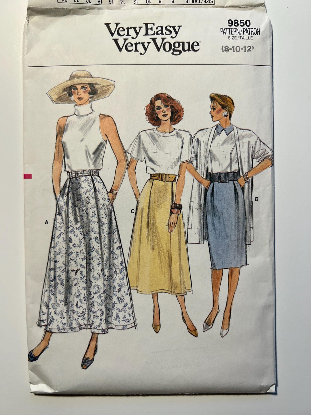 Vogue Sewing Pattern 9850 Misses' Skirt Size 8 10 12 UNCUT - Etsy