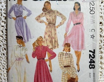 McCall's Pattern 7248 Misses Pullover Dress Size 10 Bust 32-1/2
