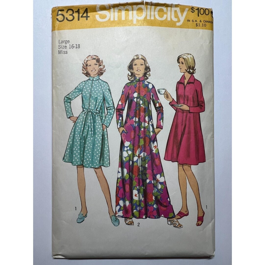 Simplicity Sewing Pattern 5314 Misses Robe in Two Lengths Size Large 16 ...