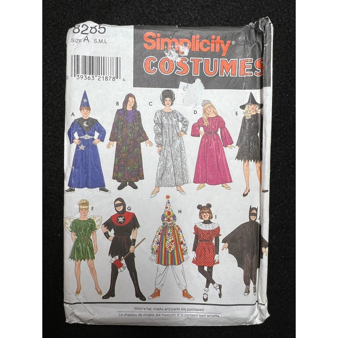 Simplicity Costume Pattern 8285 Boys Girls Clown Wizard Fairy Ninja ...