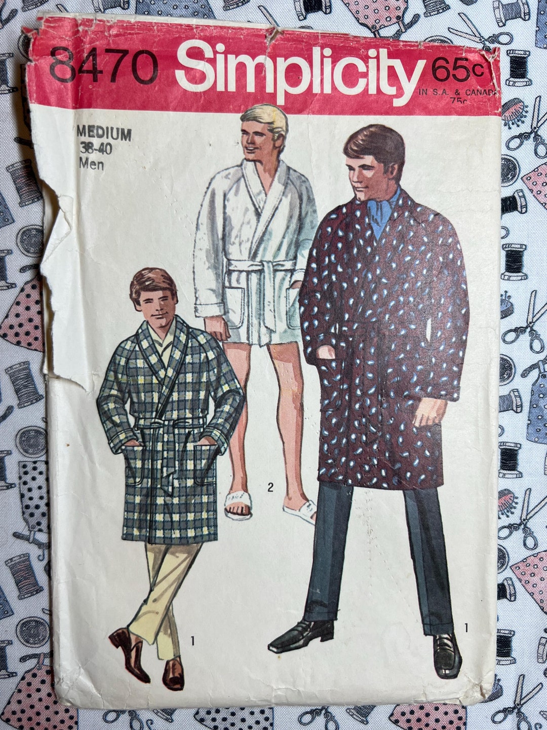 Simplicity Sewing Pattern 8470 Men's Robe in Two Lengths Size Medium 38 ...