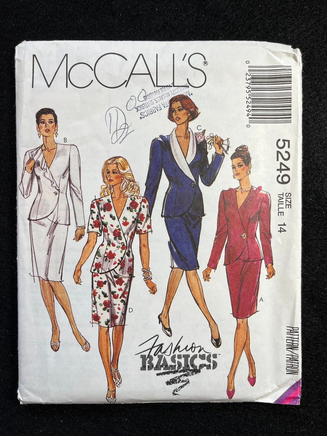 Mccall's Sewing Pattern 5249 Misses' Two Piece Dress jacket & Skirt Size 14 FF UNCUT Etsy