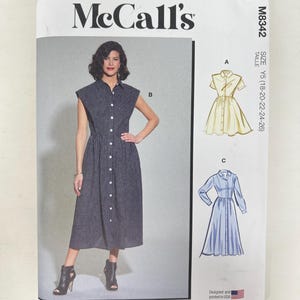 McCall's M8342 Pattern Misses Shirtdress Size 18-26 FF UNCUT