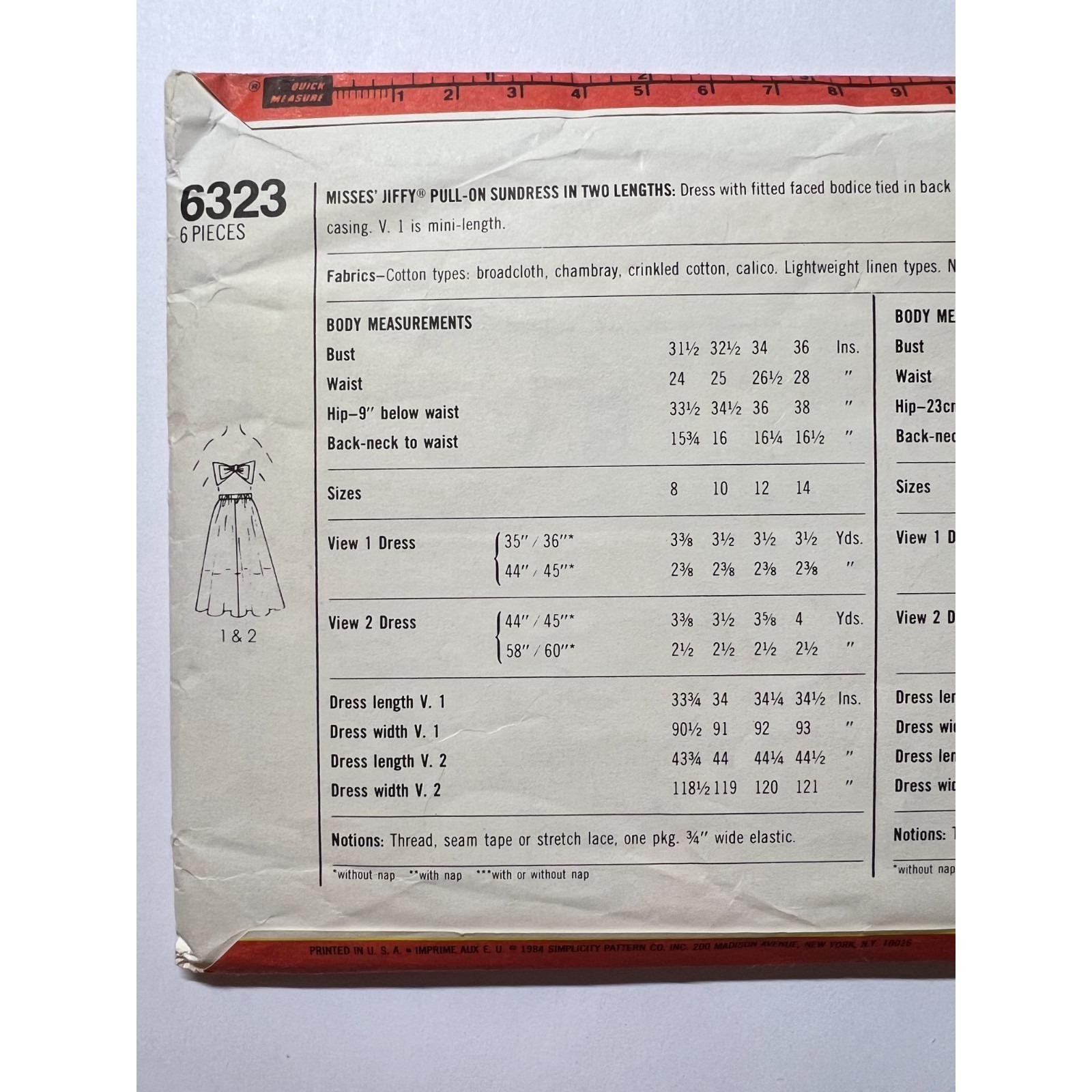 Simplicity Sewing Pattern 6323 Misses Jiffy Pull on Sundress Cut to ...