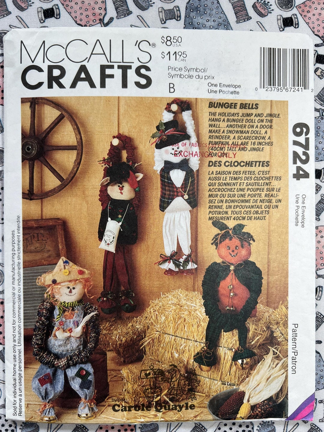 Mccall's Crafts Sewing Pattern 6724 Bungee Holiday Dolls FF UNCUT - Etsy