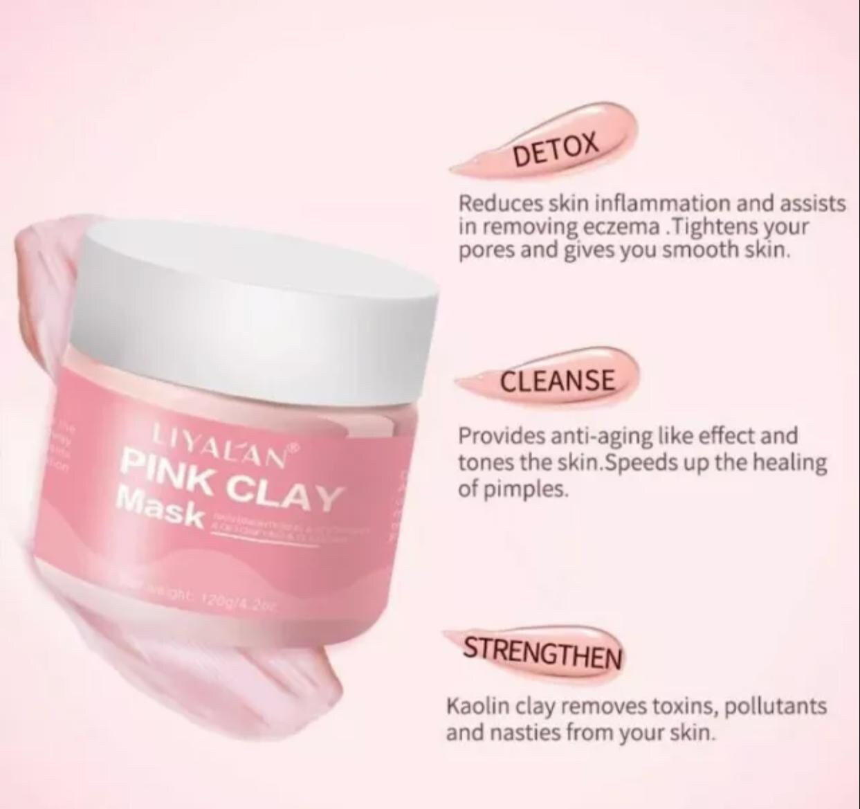 Pink Clay Mask / Detox Mask / Organic Clay Mask / FREE BRUSH / Etsy