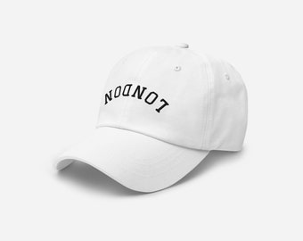 Londen Ondersteboven Geborduurde Vader hoed, Geborduurde London Dad Hat, Simple Minimal Cute Dad Hat, Nieuwe Populaire Vrouwen Hoed, Mannen Baseball Cap