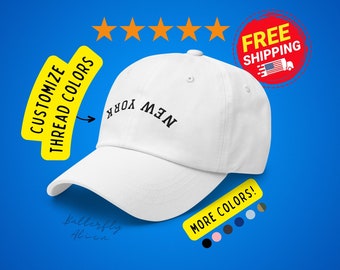 New York Upside Down Embroidered Dad hat, Embroidered NY Dad Hat, New York Hat, New Popular Women's Hat, Men's NY Baseball Cap, Cute Minimal