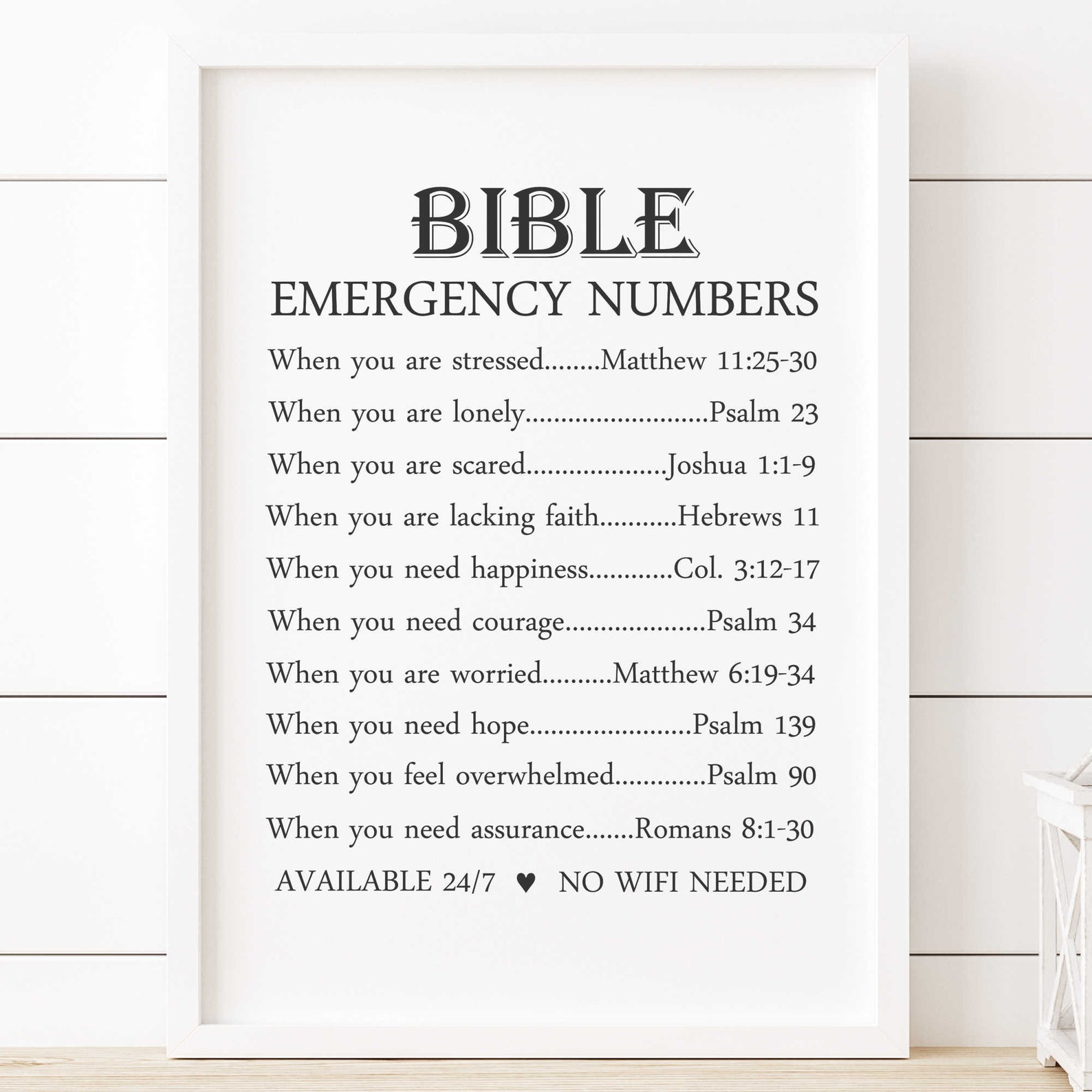 Bible Emergency Numbers Digital Print or Canvas Christian Etsy