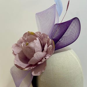 Purple Lilac Fascinator: Handmade Races Hat, Wedding Guest Headband