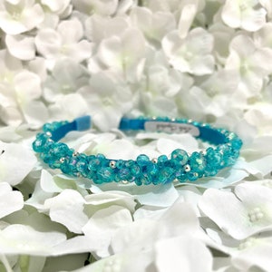 Aqua Blue Crystal bead headband, ornate Blue jewelled, Blue Hair band, Hair accessories, weddings, School Prom. bridesmaids, pale blue hair