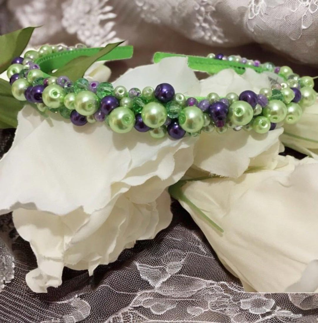 Chic Embellished Headbands in Purple and Green Amazon.com : AMCAMI Purple Knotted Rhinestone Headband Cute  main image 3