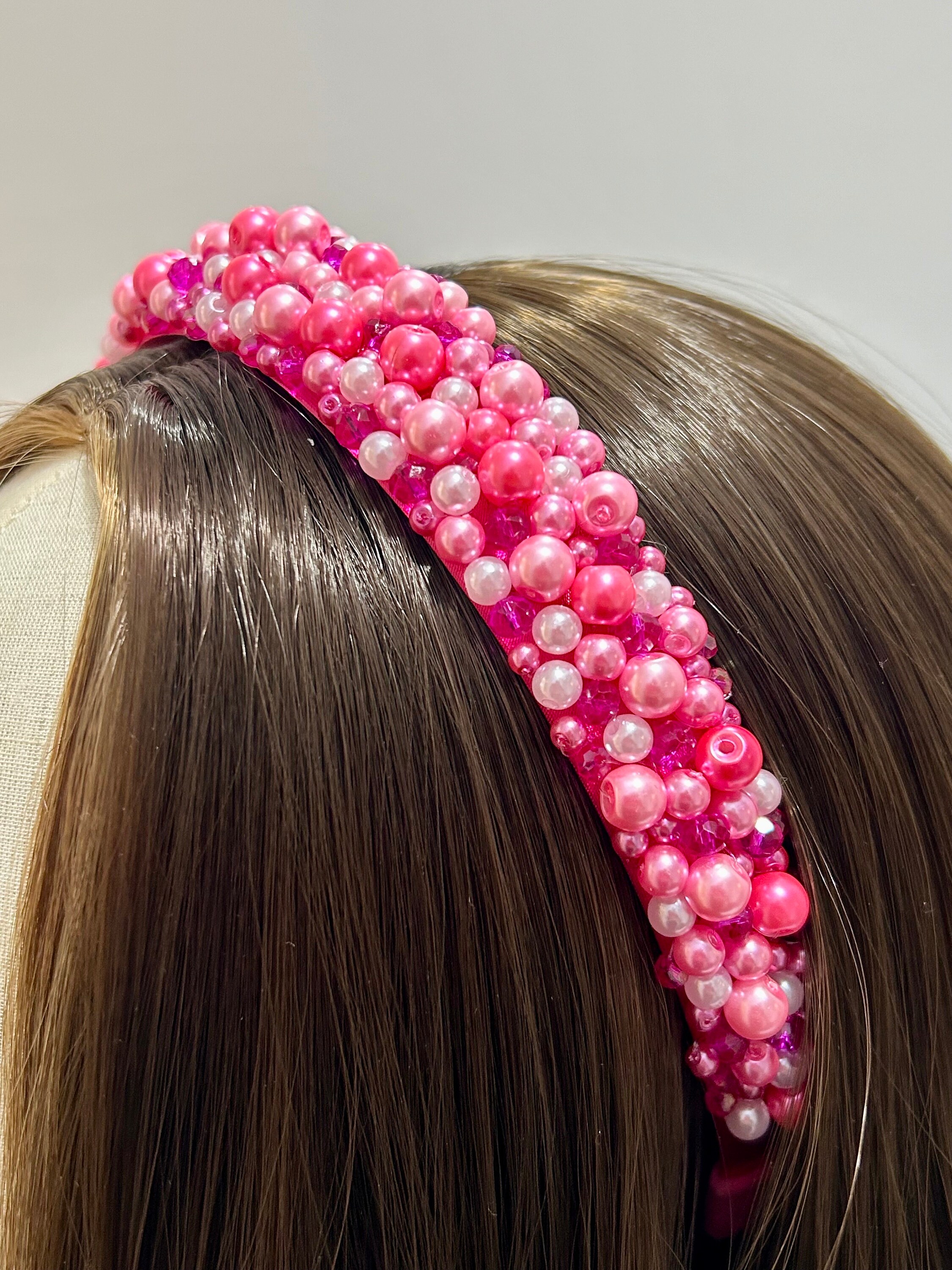 NEW Elegant Pink Pearl-Studded Embellished Headband Amazon.com : Glamlily Crystal Headbands - All-Day Comfort  main image 4