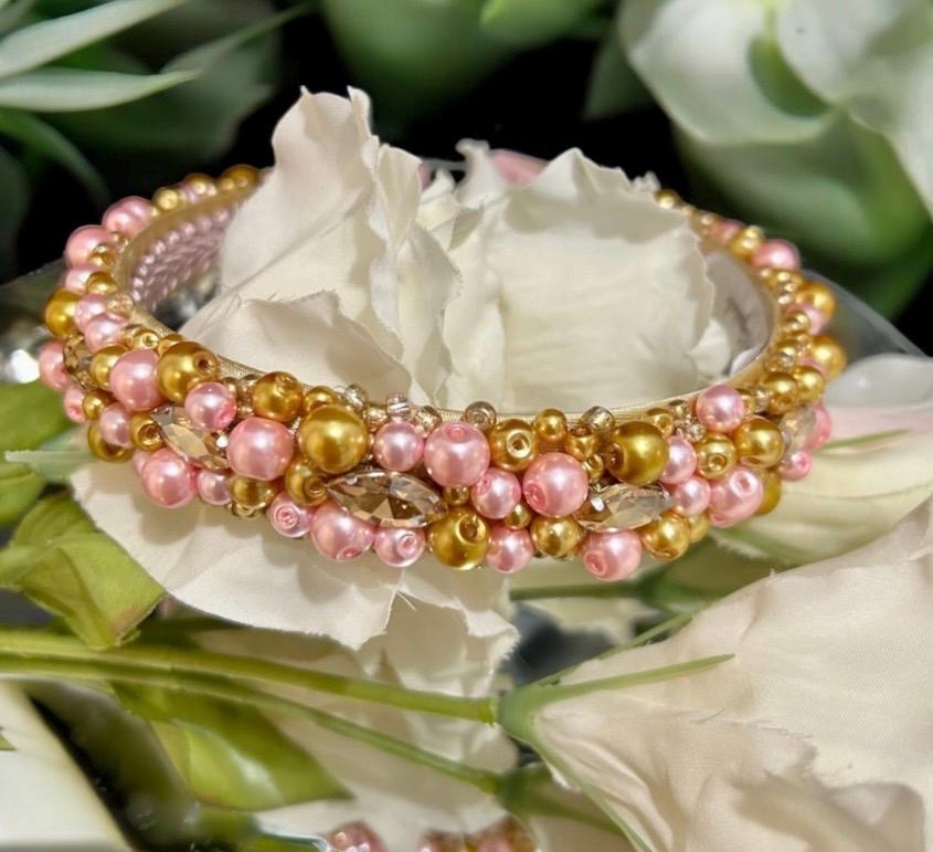 Vintage Pink and Gold Jeweled Headband Amazon.com : Teyglen Wedding Rhinestone Crystal Headband  main image 2