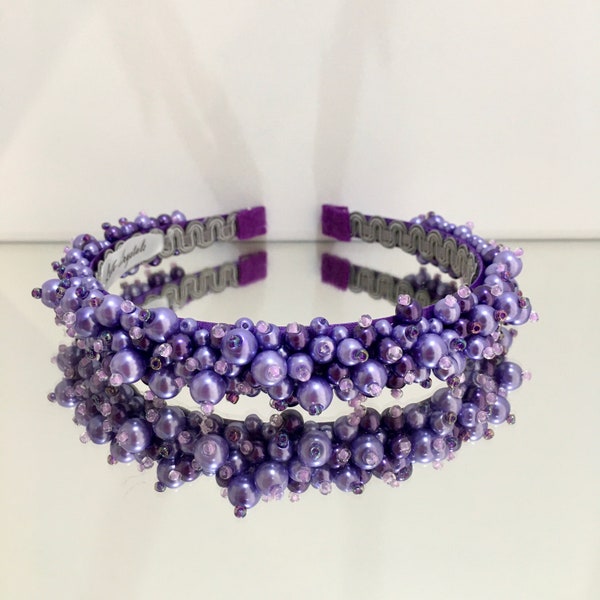 Serre-tête orné de violet, serre-tête tons violets, accessoires pour cheveux, événements de mariage, tendance, serre-tête fantaisie, unique