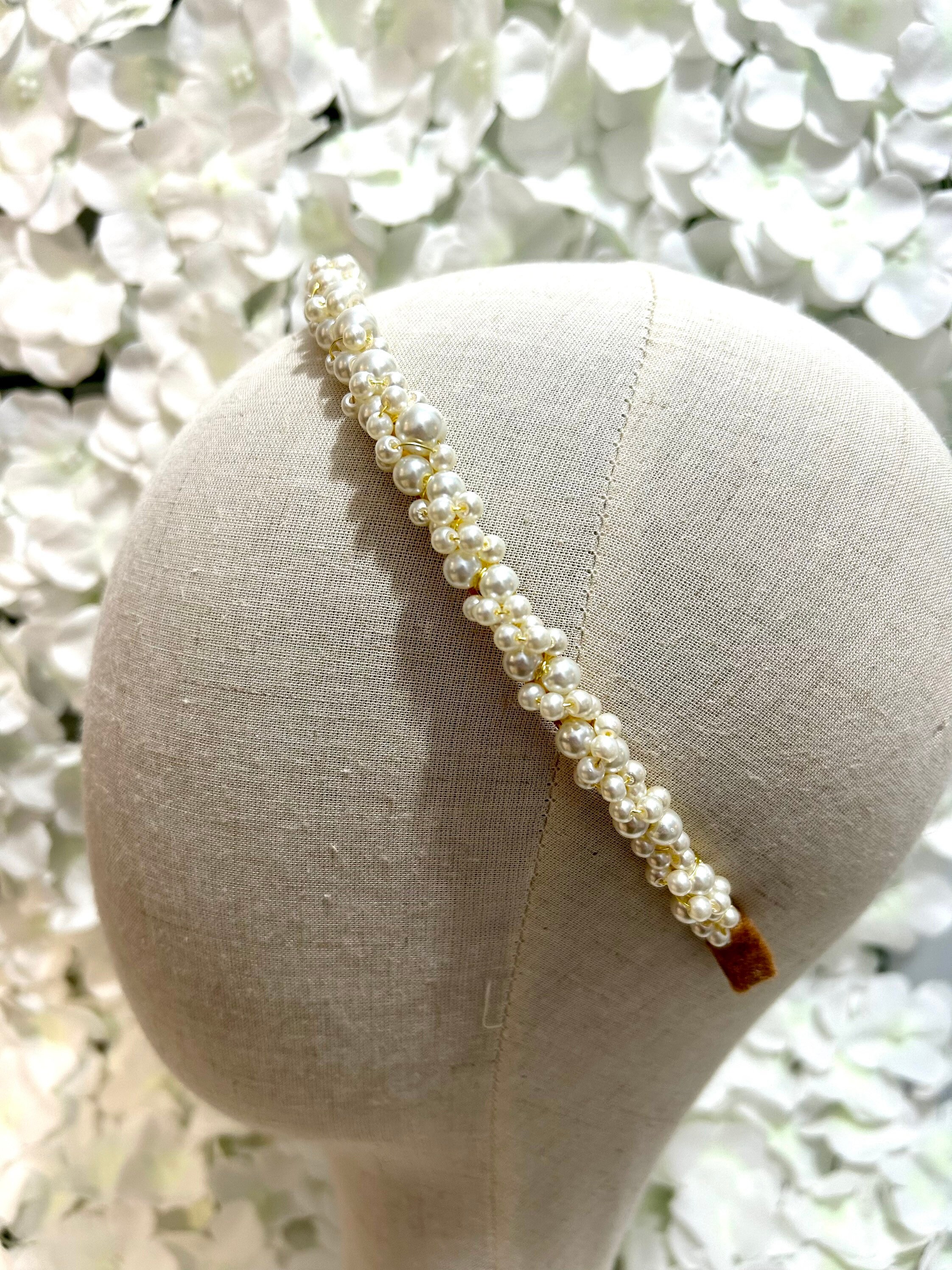 Elegant Pearl-Embellished Cream Headband Blanche Headband | Pearl Embellished Headband main image 2