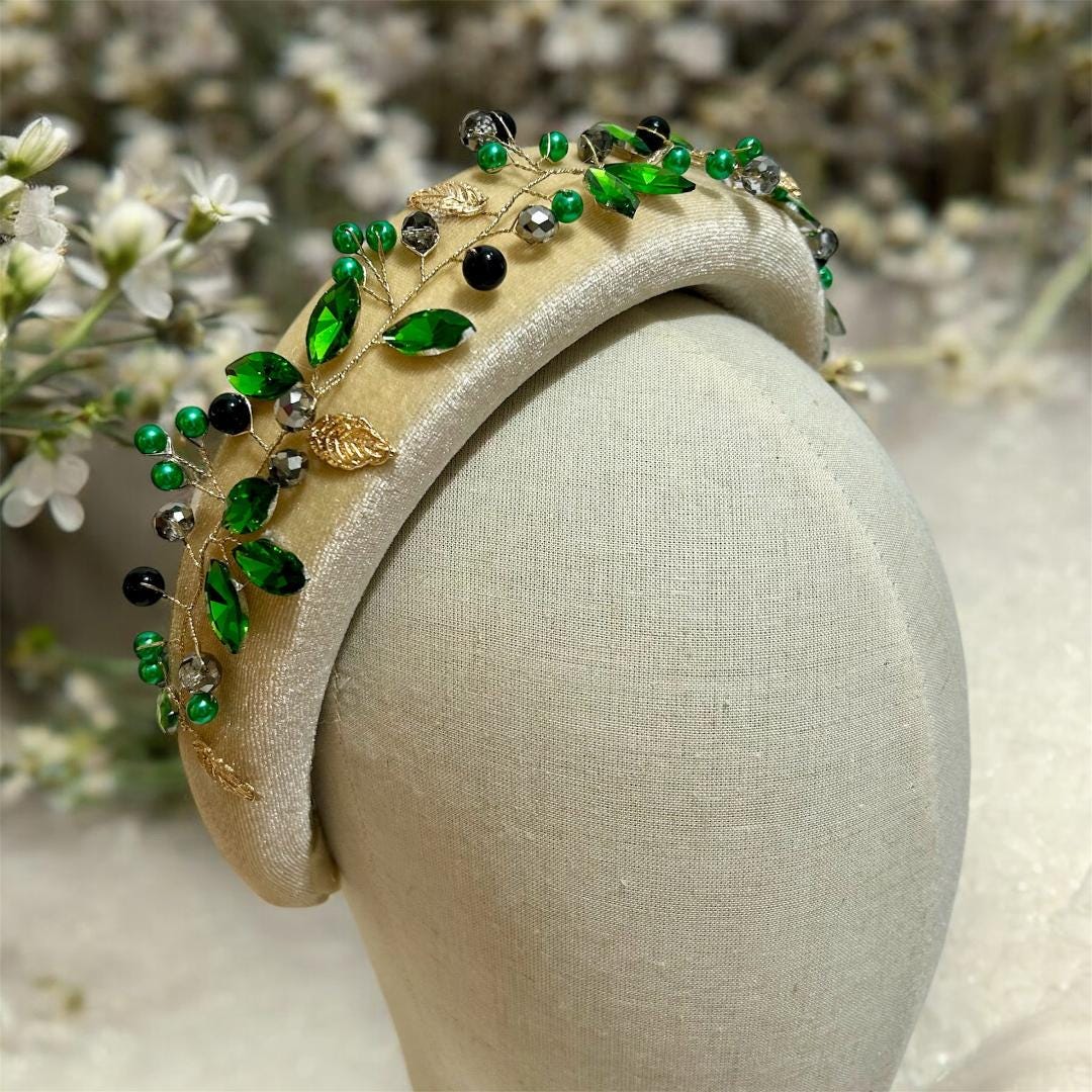 Green Velvet Bling Headband - Etsy display picture 2
