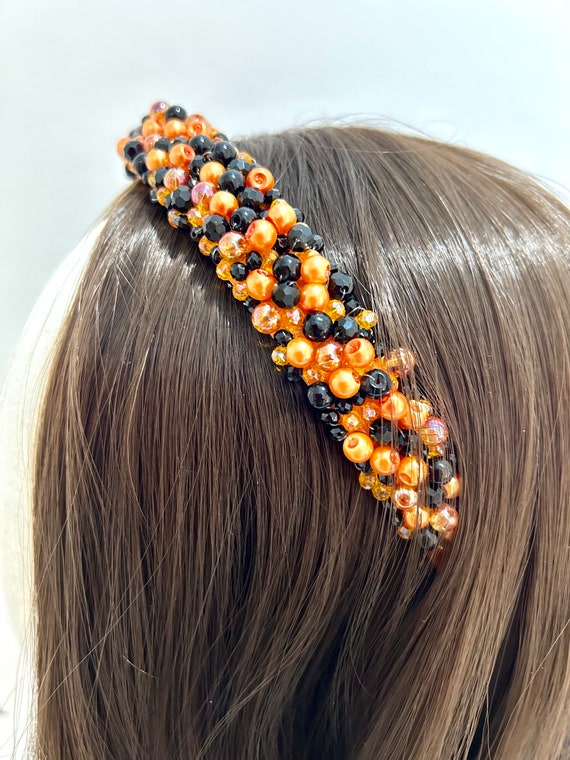 Orange Headband, Black and Orange Ornate Crystal Headband, On-trend  Colours, Orange, Black, School Prom, Halloween Headband, Jewelled - Etsy