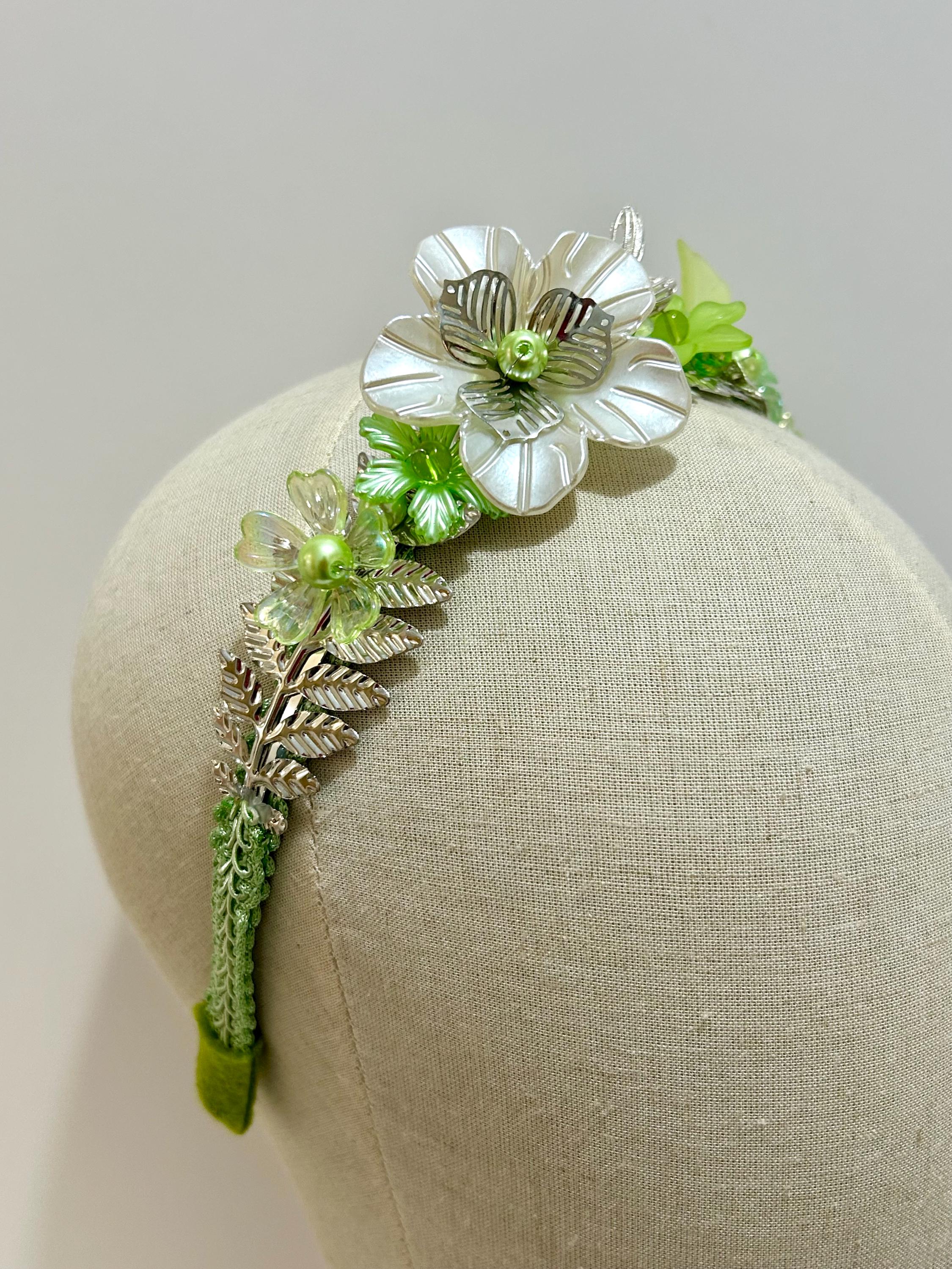 Elegant Embellished Lime Gem Floral Headband Slim Knot Embellished Headband | Putting Green | Lilly Pulitzer main image 4