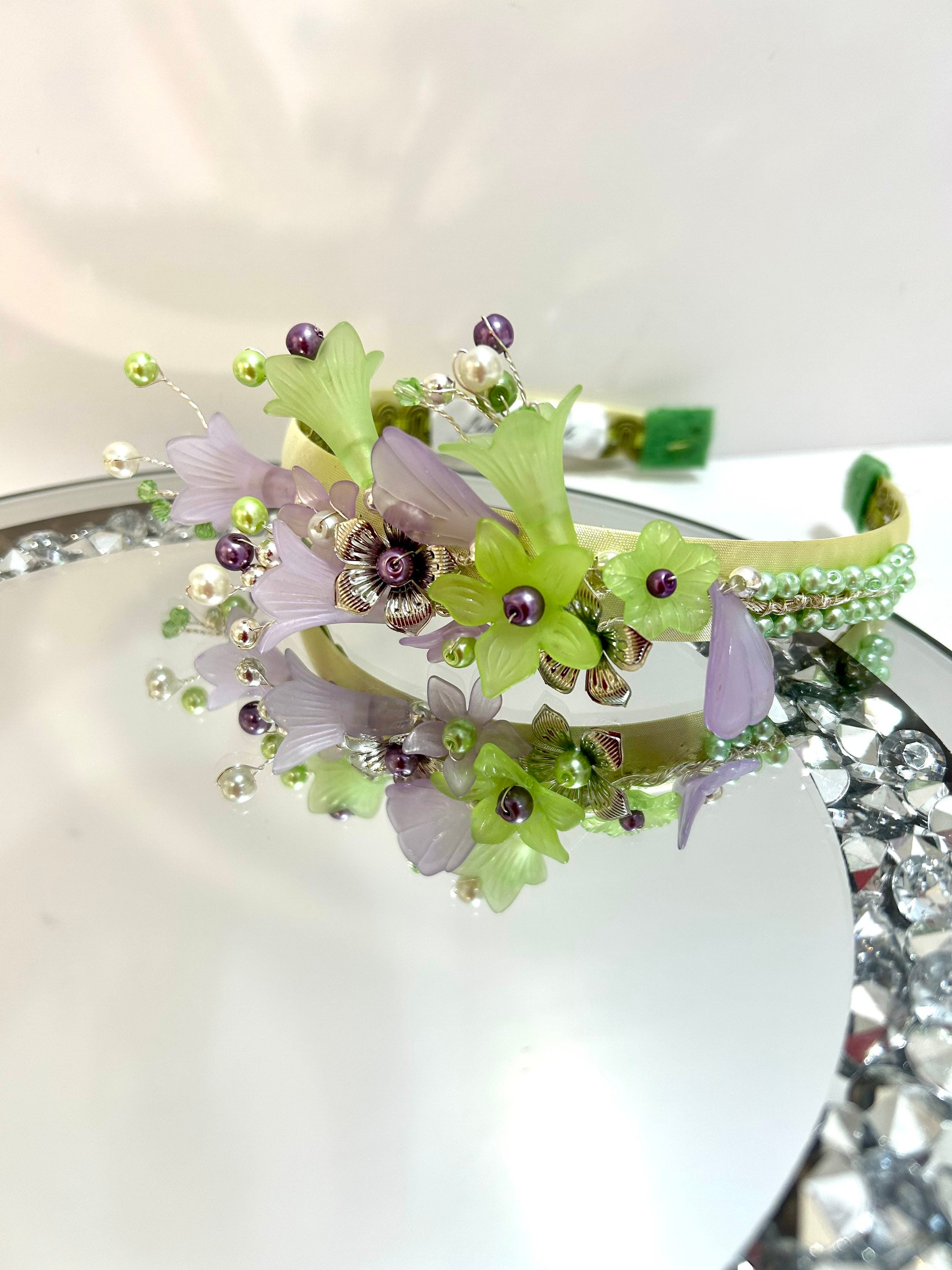 Elegant Embellished Lime Gem Floral Headband Slim Knot Embellished Headband | Putting Green | Lilly Pulitzer main image 3