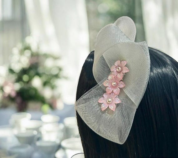 Silver Crinoline Fascinator: Pink Flower Hair Clip - Etsy