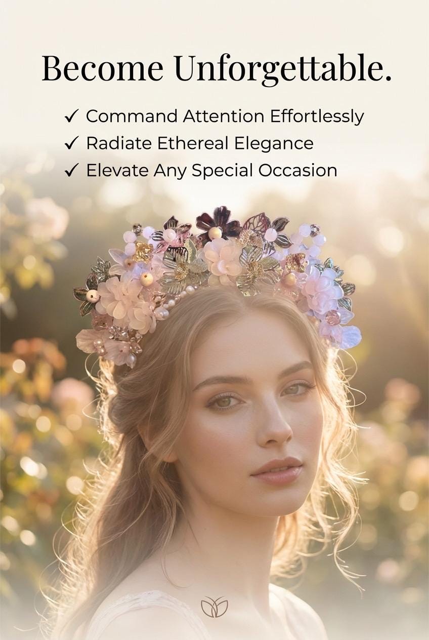 Pink Flower Halo Crown: Silver Leaf Headband, Wedding Guest  display picture 2