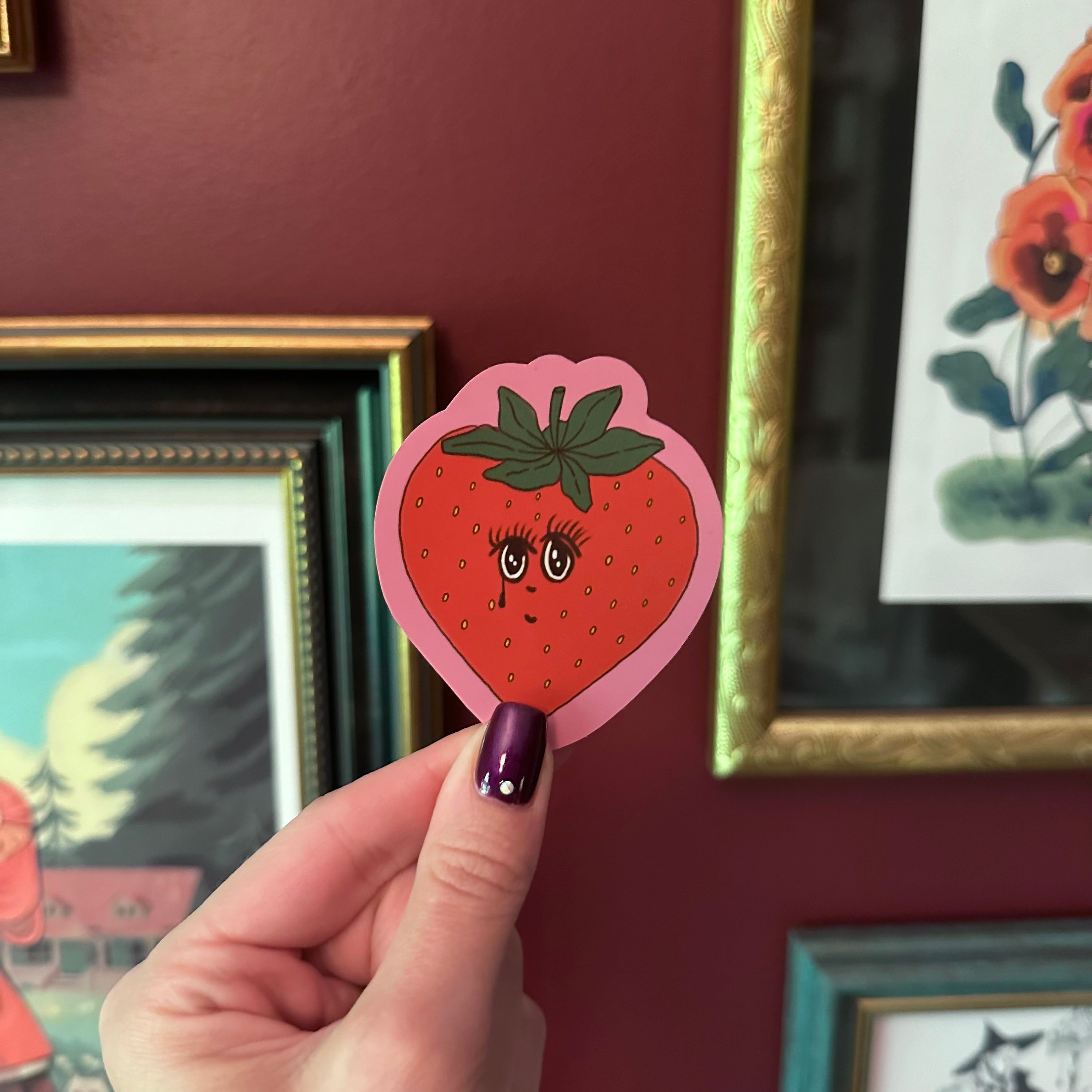 Sweet Sad Strawberry Fruit Sticker | Planner, Phone Case Sticker ...