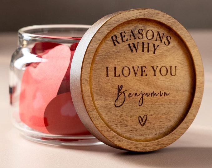 Engraved Acacia Wood 'Reasons Why I Love You' Jar: Romantic Gift