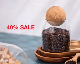 SALE LUNA Cork Ball Glass Storage Jars | 500ml  | Glass Pantry Jars | Minor scratches and blemishes on Glass | Organise Pantry